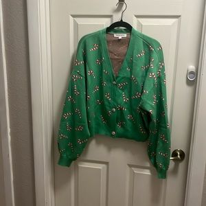 Cropped Candy Cane Cardigan
